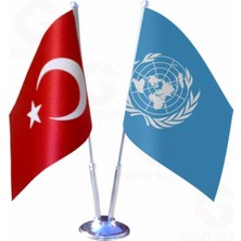 Birleşmiş Milletler (Bm) ve Türkiye Ikili Masa Bayrağı Seti