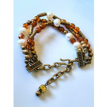 Thinblack Bileklik – Gerçek Inci & Amber Kristal