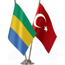 Gabon ve Türkiye Ikili Masa Bayrağı Seti