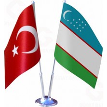 Özbekistan ve Türkiye Ikili Masa Bayrağı Seti