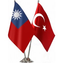 Tayvan ve Türkiye Ikili Masa Bayrağı Seti