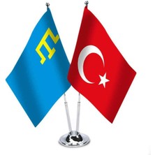 Kırım ve Türkiye Ikili Masa Bayrağı Seti