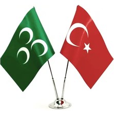 Türk-Yeşil Üç Hilal Masa Bayrağı