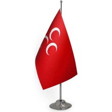 Kırmızı Üçhilal Masa Bayrağı
