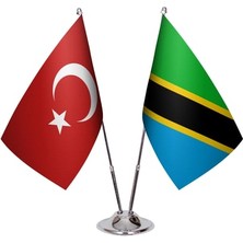 Tanzanya ve Türkiye Ikili Masa Bayrağı Seti