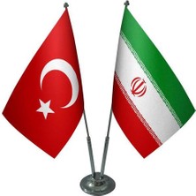 Iran ve Türkiye Ikili Masa Bayrağı Seti