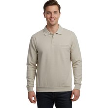Baglan Erkek Büyük Beden Polo Yaka Cepli Selanik Sweatshirt BGL-ST04978