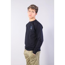 Mckanzie 8580 Sol Göğsü Gül Nakışlı O Yaka Sweat