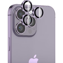 Bix iPhone 14 Pro / 14 Pro Max Lens Koruyucu Kamera Lensi 9h Gerçek Cam Crystal Ar+Af Derin Mor