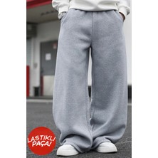 BSBSPOR Şardonlu Bol Kalıp Loose Eşofman Altı Baggy Ayarlanabilir Lastikli Düz Paça Gri / Siyah / Koyu Gri