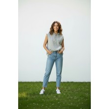 Lyvean Üç Iplik Şardonlu Kolsuz Oversize Penye Sweatshirt