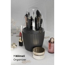 Feyza Design 7 Bölmeli Fanus Kapaklı Makyaj ve Diş Fırçalık Organizeri
