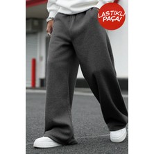 BSBSPOR Şardonlu Bol Kalıp Loose Eşofman Altı Baggy Ayarlanabilir Lastikli Düz Paça Gri / Siyah / Koyu Gri