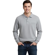 Baglan Erkek Büyük Beden Polo Yaka Cepli Selanik Sweatshirt BGL-ST04978