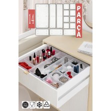 Feyza Design 14'lü Dolap Içi Çekmece Düzenleyici, Mutfak Organizer, Pratik ve Şık Tasarım