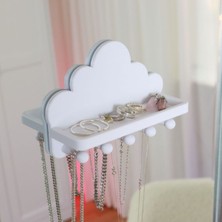 Feyza Design Bulut Tasarımlı Takı ve Kolye Askısı, Yapıştırmalı Duvar Organizer