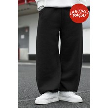 BSBSPOR Şardonlu Bol Kalıp Loose Eşofman Altı Baggy Ayarlanabilir Lastikli Düz Paça Gri / Siyah / Koyu Gri