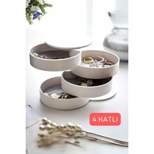 Feyza Design 4 Katlı Silindir Takı ve Makyaj Organizeri, Yüzük ve Küpe Kutusu