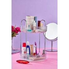 Feyza Design Beyaz 360 Derece Dönebilen Çok Bölmeli Makyaj Organizeri