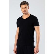 Cacharel Erkek Pamuklu V Yaka Kısakol T-Shirt, %95 Pamuk %5 Likra