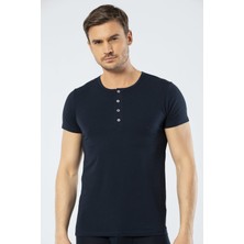 Cacharel Erkek Bisiklet Yaka Düğmeli Kısa Kol Fit T-Shirt