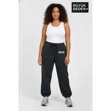 Superlife Kadın Büyük Beden Brooklyn 1970 Baskılı Paça Lastikli Jogger Ince Eşofman Altı SPR26BEAK951-3