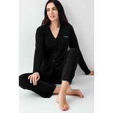 Pierre Cardin Kadın V Yaka Gömlek Pijama Takım, Mevsimlik Pijama Takım%50 Modal %50 Pamuklu