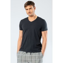 Cacharel Erkek Pamuklu V Yaka Kısakol T-Shirt, %95 Pamuk %5 Likra