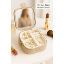 Feyza Design Şık ve Taşınabilir Makyaj Aynalı Takı ve Aksesuar Organizer Kutusu