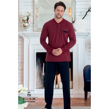 Erse Erkek %100 Pamuk Pijama Takım, Uzunkol Manşet Kol 2 Iplik Dokuma