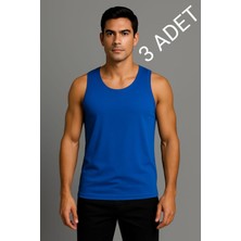 En Moda İç Giyim Saks Mavi 3'lü Paket %100 Pamuk Penye Klasik Askılı Erkek Atlet – Nefes Alan, Rahat Kalıp, Günlük