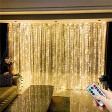 3x3 300 LED USB Peri Perde Işık, Uzaktan Kumanda, 8 Mod, Yılbaşı Dekorasyonu
