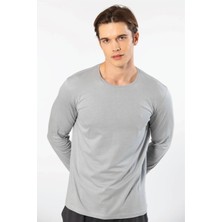 Cacharel Erkek %50 Modal, %50 Pamuk Bisiklet Yaka Uzunkol T-Shirt