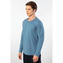 Cacharel Erkek %50 Modal, %50 Pamuk Bisiklet Yaka Uzunkol T-Shirt