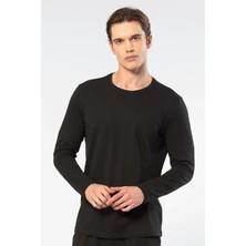 Cacharel Erkek %50 Modal, %50 Pamuk Bisiklet Yaka Uzunkol T-Shirt