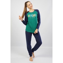 Espuar Kadın %100 Pamuk Pijama Takım, Uzunkol Dar Paça