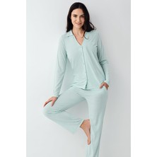 Pierre Cardin Kadın V Yaka Gömlek Pijama Takım, Mevsimlik Pijama Takım%50 Modal %50 Pamuklu