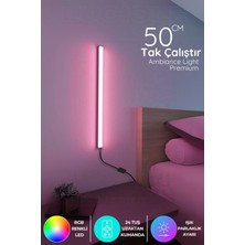 Renkli Uzaktan Kumandalı 50CM LED Işık Çubuğu - Yatak ve Salon Dekorasyonu