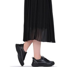 Kuum K108950 Bağcıklı Pamuk Iç Tabanlı Siyah Kadın Kışlık Ayakkabı