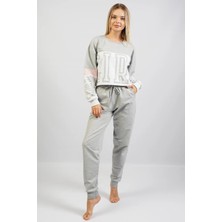 Espuar Kadın Üst Crop Sweatshirt, Alt Cepli ve Paça Manşetli Takım
