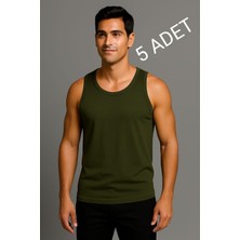 En Moda İç Giyim Yeşil 5'li Paket %100 Pamuk Penye Klasik Askılı Erkek Atlet – Nefes Alan, Rahat Kalıp, Günlük