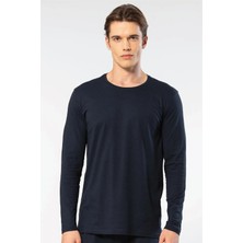 Cacharel Erkek %50 Modal, %50 Pamuk Bisiklet Yaka Uzunkol T-Shirt