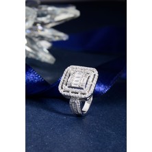 Innuendo 925 Ayar Gümüş Büyük Kare Baget Yüzük