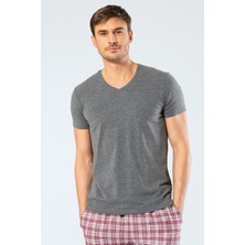 Cacharel Erkek Pamuklu V Yaka Kısakol T-Shirt, %95 Pamuk %5 Likra