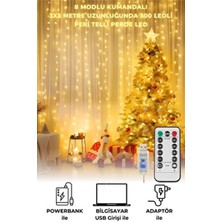 300 Ledli, 10 Saçaklı Sarı Perde LED Işık, 3x3 Metre, Şık Aydınlatma.