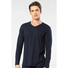 Cacharel Erkek %50 Modal, %50 Pamuk V Yaka Uzunkol T-Shirt