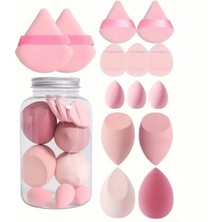 Feyza Design Pembe 16 Parça Makyaj Sünger Seti, Temiz ve Güzel Uygulama Için