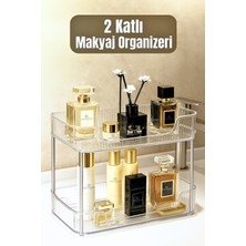 Feyza Design Çift Katlı Kristal Makyaj ve Takı Organizeri, Metal Ayaklı, Çok Amaçlı Düzenleyici