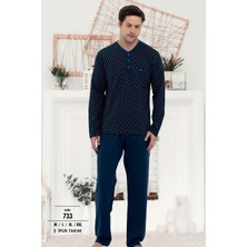 Erse %100 Pamuklu Erkek Pijama Takım, Uzunkol 2 Iplik Dokuma