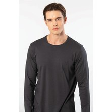 Cacharel Erkek %50 Modal, %50 Pamuk Bisiklet Yaka Uzunkol T-Shirt